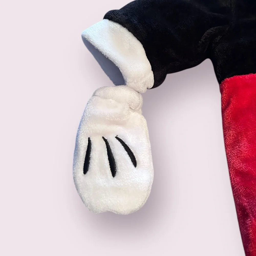 Disney Baby Mickey Mouse Snuggle Suit Heavy Weight Fleece Footies With Gloves